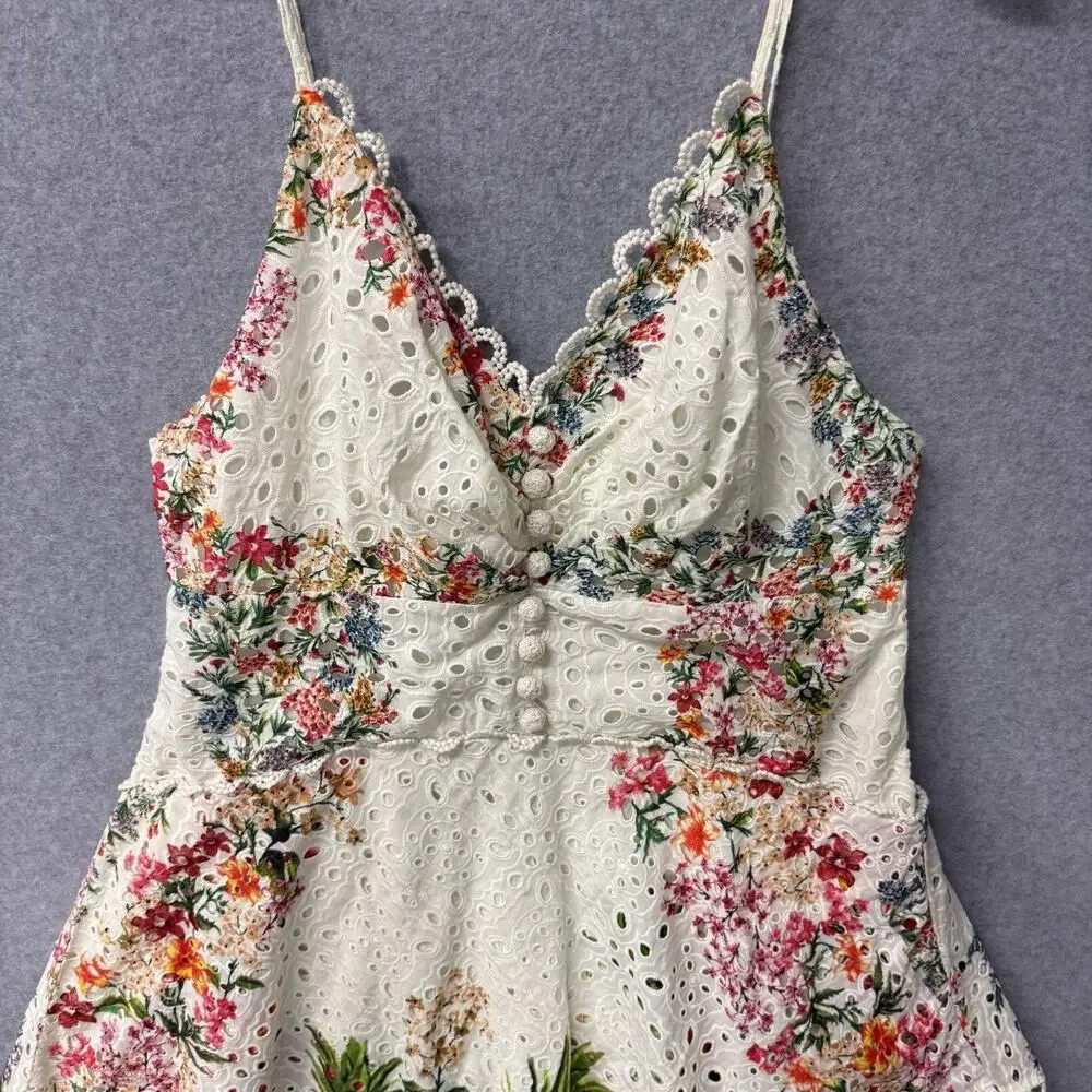 NWT FARM Rio Delicate Forest Scarves Midi in White Floral Eyeler Tank Dress XL - Picture 2 of 16